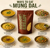 Infographic on various ways to eat mung dal with images and descriptions.