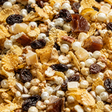 Extreme macro of gluten free fruit nut and seed muesli