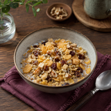 Gluten free muesli breakfast serving suggestion
