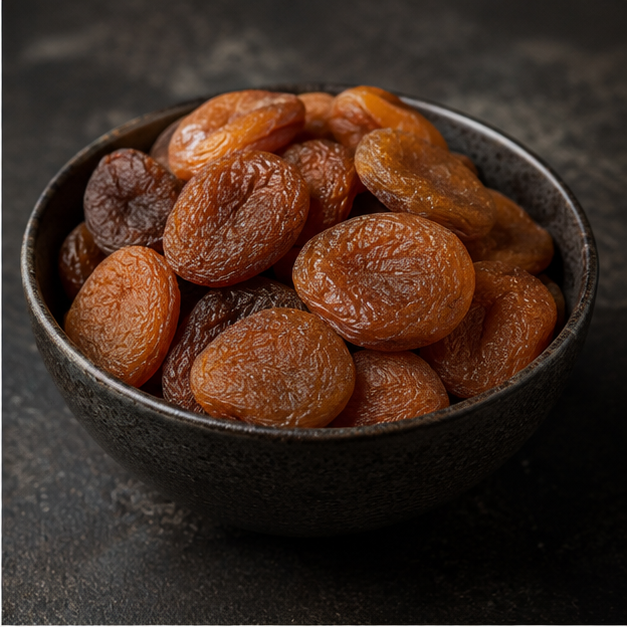 Organic whole dried apricots serving bowl
