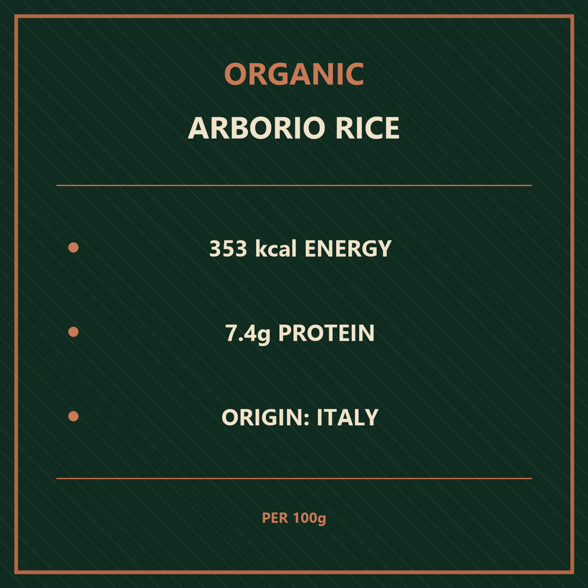 Organic arborio rice product facts