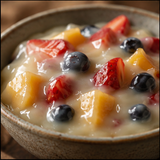 Fruit pudding thickened with arrowroot