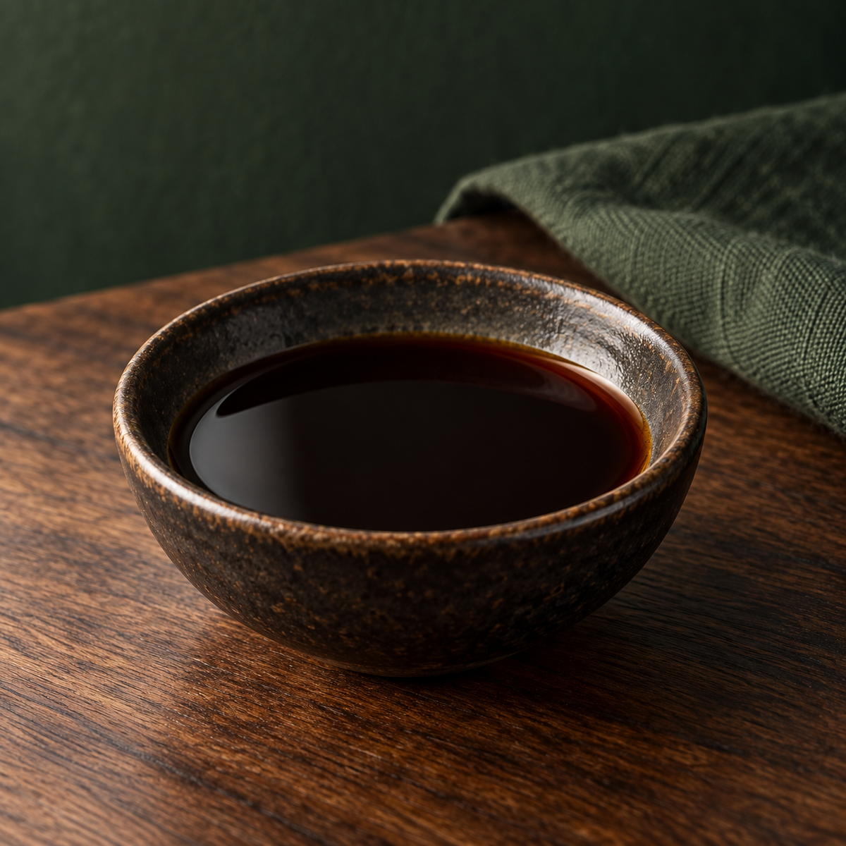 Organic balsamic vinegar in a dark ceramic bowl