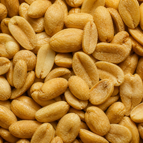 Extreme close-up of baked & salted peanuts
