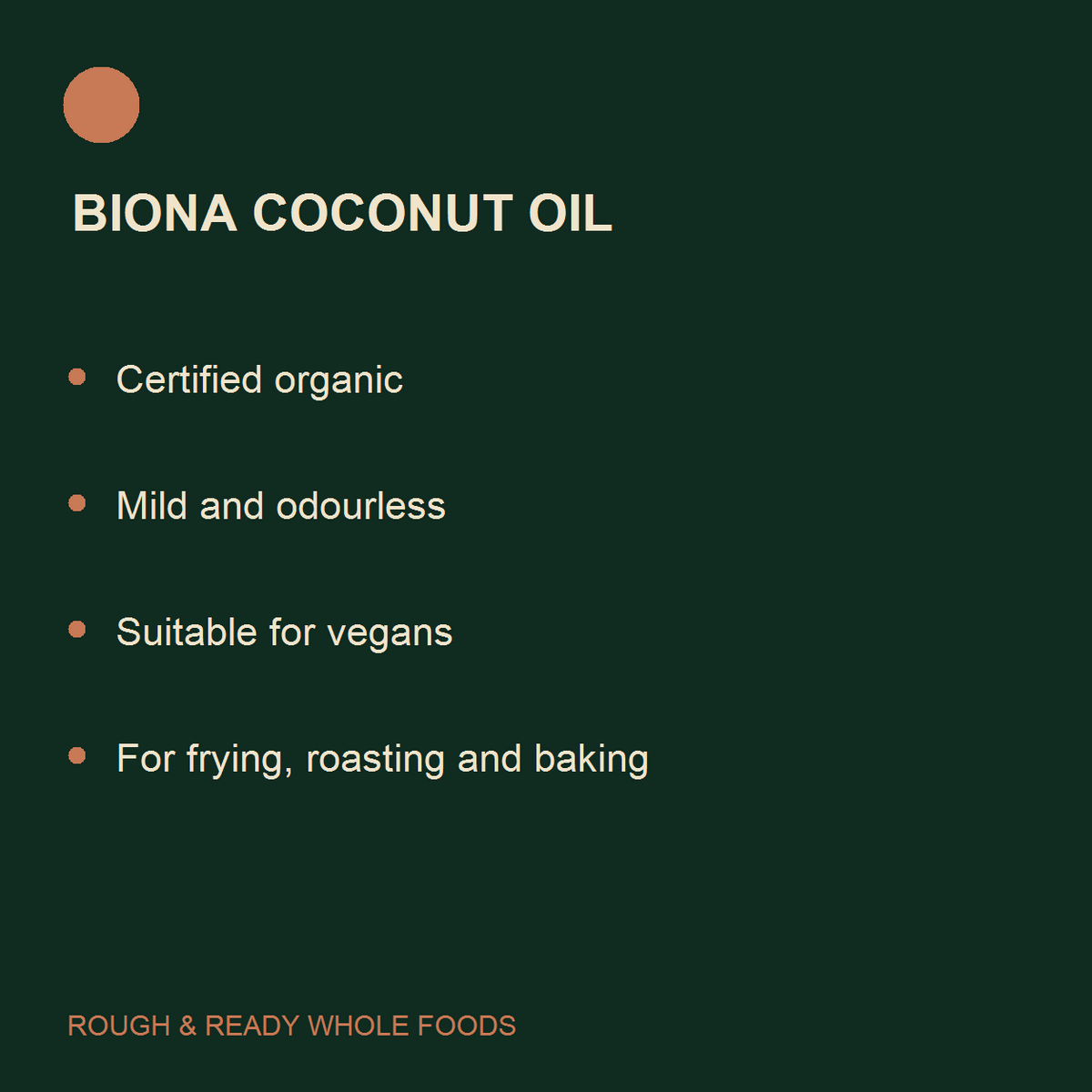Biona Organic Coconut Oil Cuisine product facts