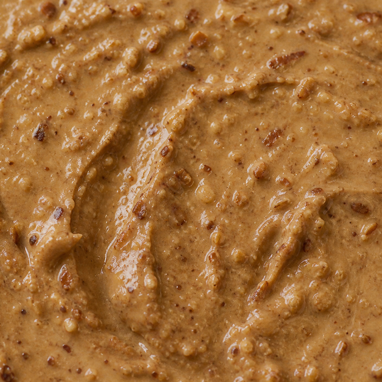 Extreme close-up of Biona organic crunchy almond butter