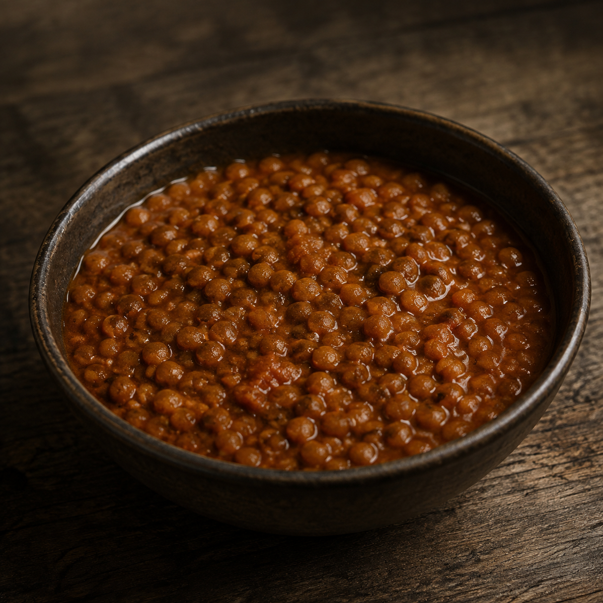 Brown lentil curry serving