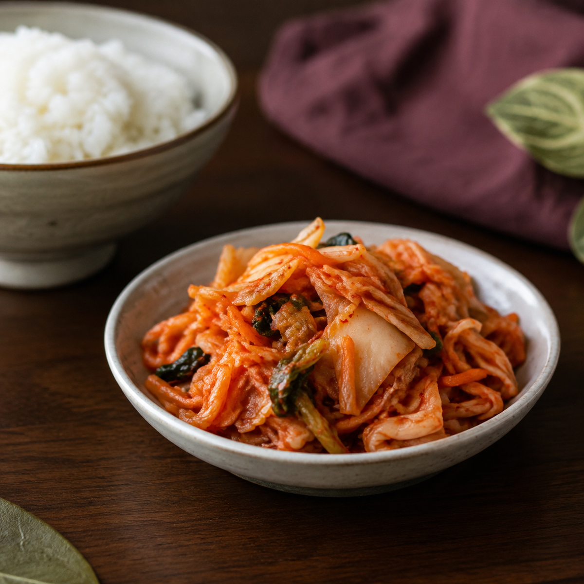 Organic kimchi serving suggestion