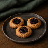 Thumbprint biscuits filled with Bionova Organic Bilberry Jam