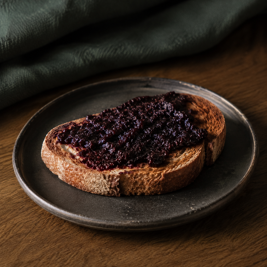 Bionova Organic Bilberry Jam spread on rustic toast