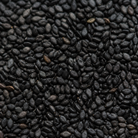 Extreme close-up of organic black sesame seeds