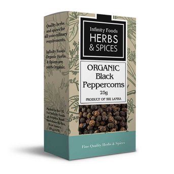 Infinity Foods Organic Black Peppercorns authentic pack