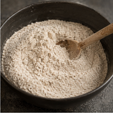 Gluten-free brown bread flour in mixing bowl