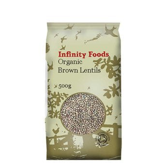 Authentic Infinity Foods organic whole brown lentils pack