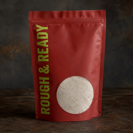 Rough & Ready pouch with buckwheat flour window