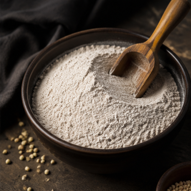 Organic buckwheat flour serving bowl