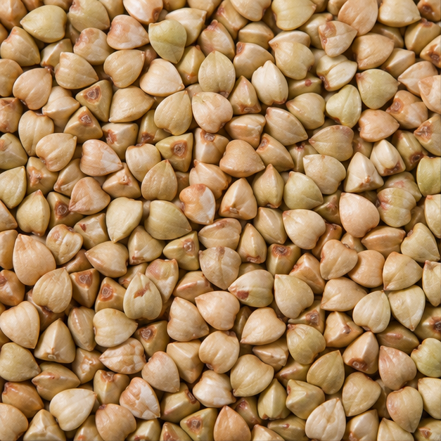 Raw organic buckwheat groats extreme close-up