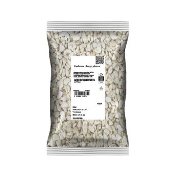 Authentic Infinity Foods bulk cashew nut pieces