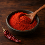 Organic chilli powder in a serving bowl
