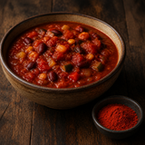 Vegetable chilli seasoned with chilli powder