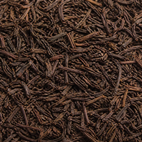 Extreme close-up of roasted Hojicha green tea leaves