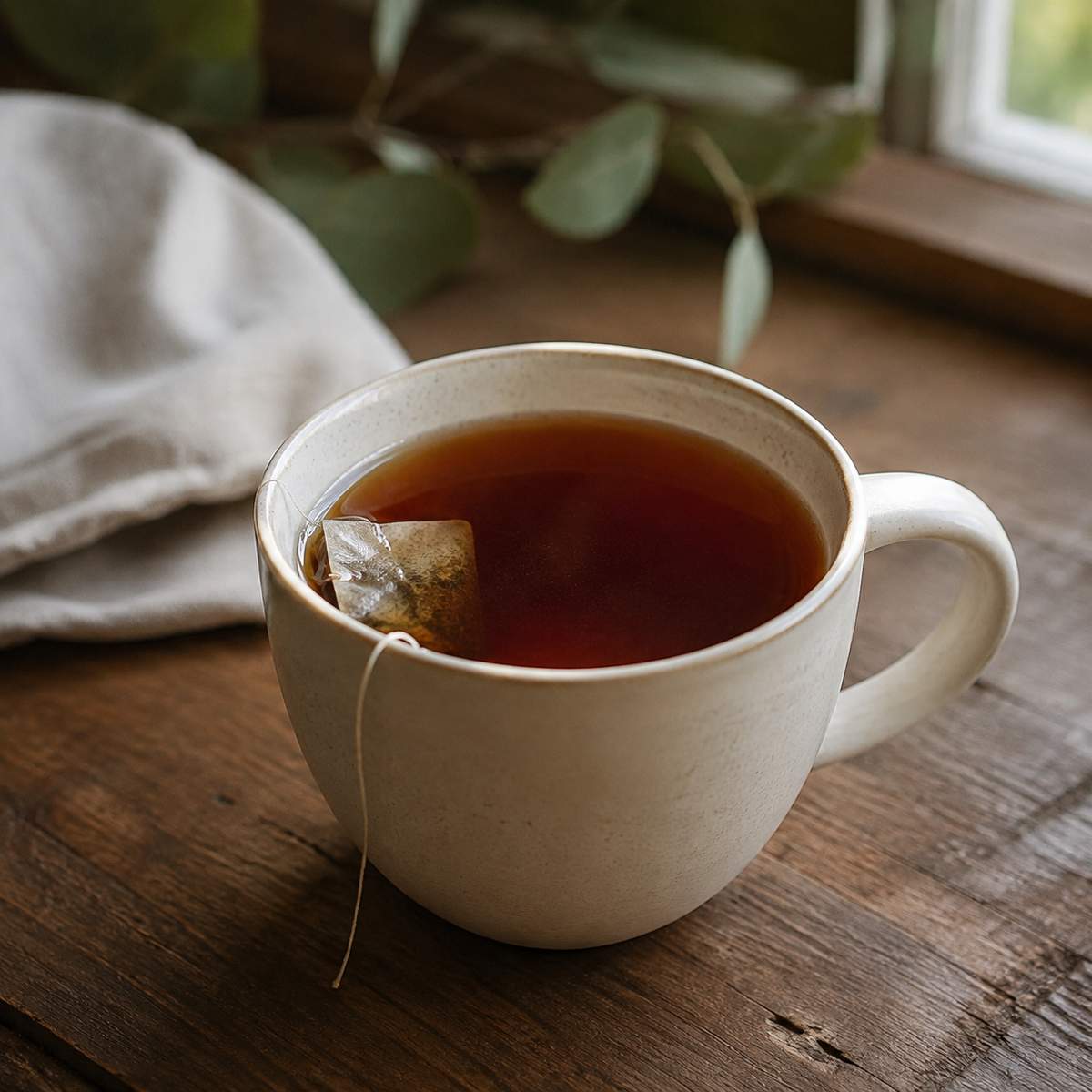 Clipper decaf tea serving