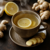 Clipper lemon and ginger infusion served hot