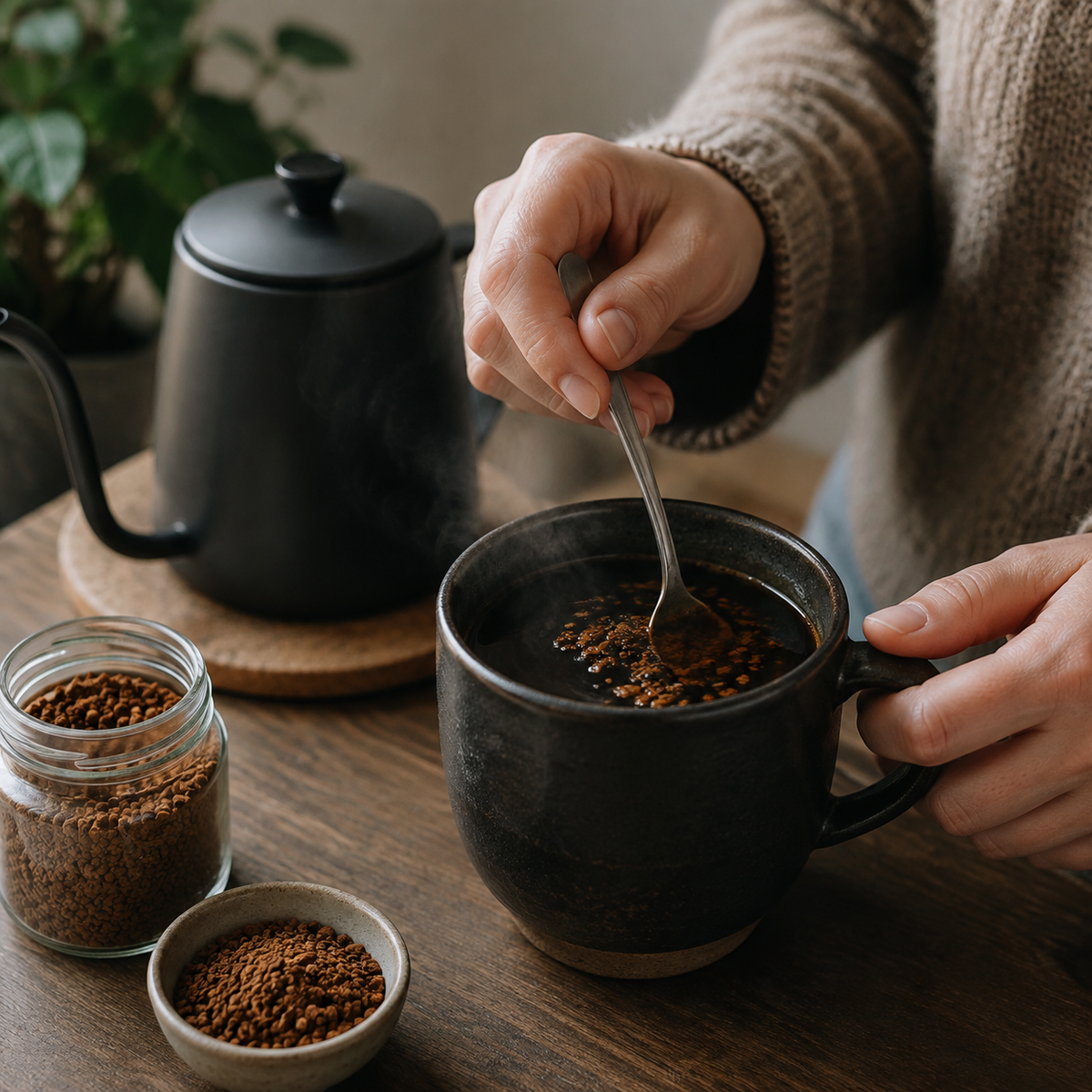 Clipper Organic Instant Decaf Coffee serving suggestion