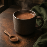 Organic cocoa powder served as hot cocoa