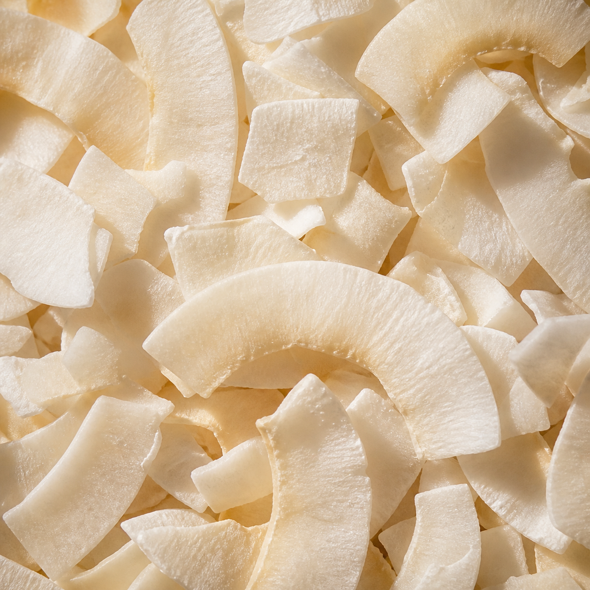 Extreme close-up of coconut chips