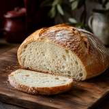 Fresh white sourdough loaf serving suggestion