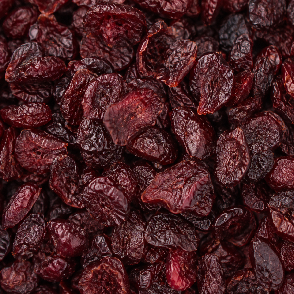 Dried sweetened cranberries extreme close-up