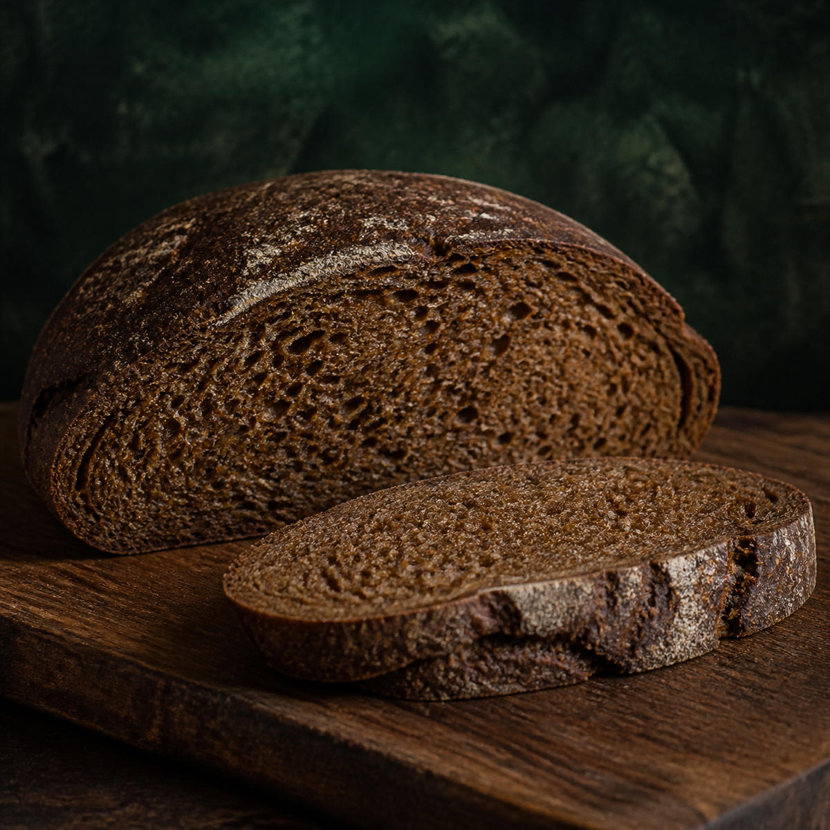 Close textured rye loaf