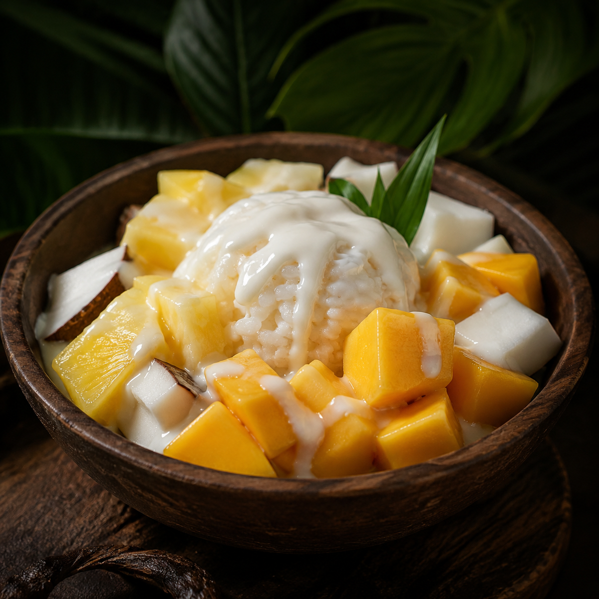 Condensed coconut milk dessert
