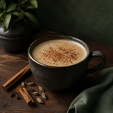 Warm reishi chai latte