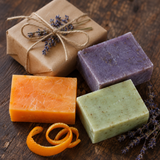 Orange aloe vera and lavender soap gift presentation