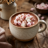 Mini vegan mallows served over hot chocolate