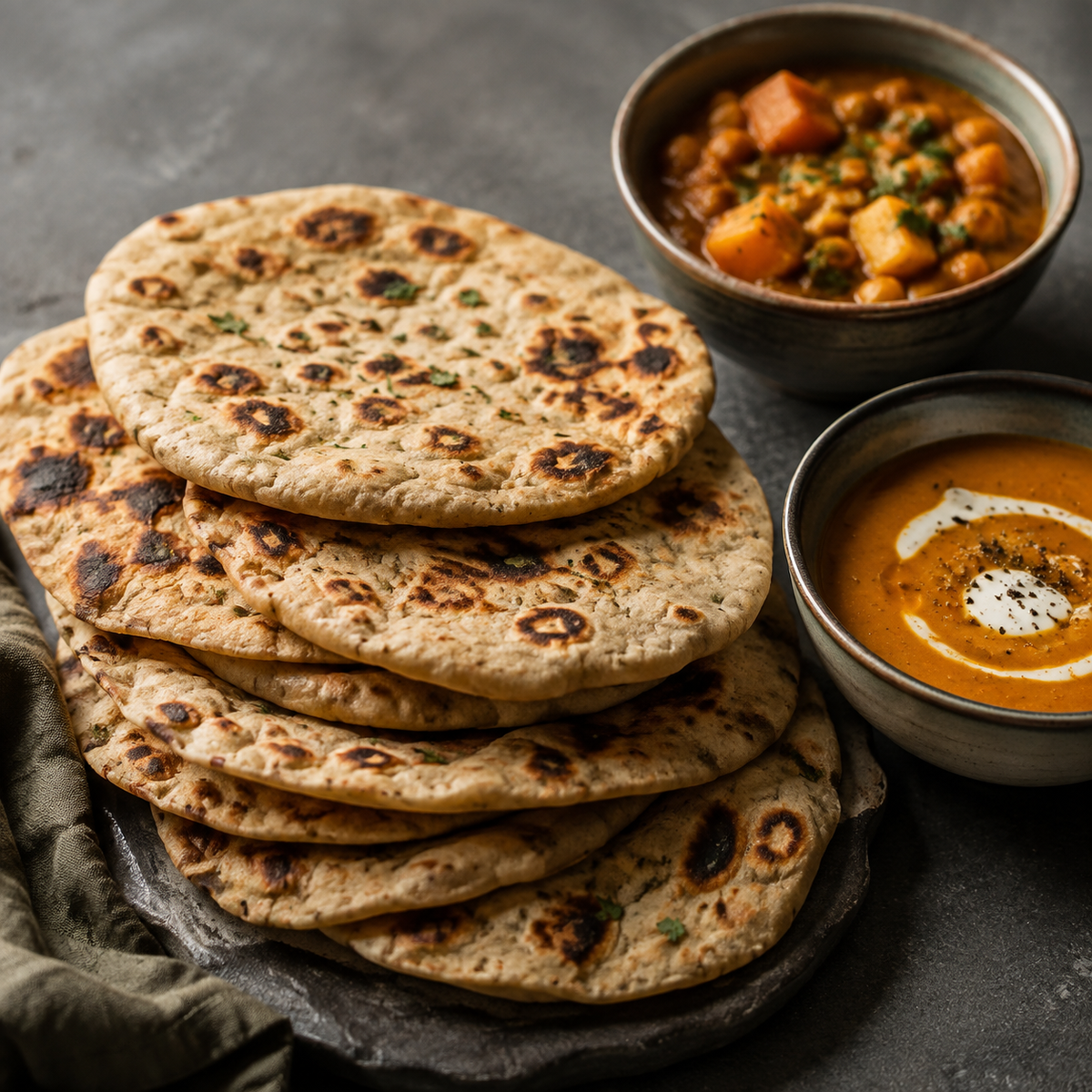 Free and Easy Gluten Free Middle Eastern Flatbread — serving suggestion