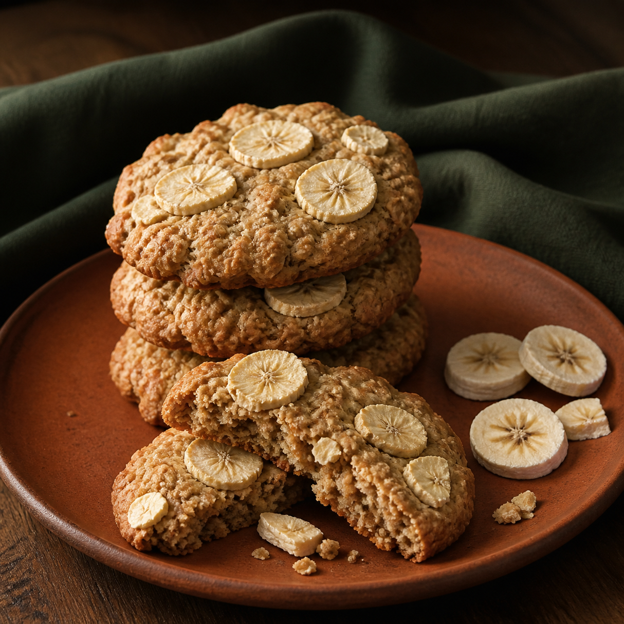 Cookies made with freeze dried banana slices