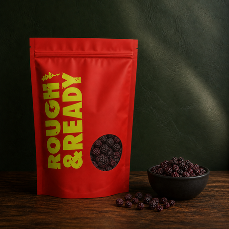 Freeze dried blackberries with Rough & Ready pouch