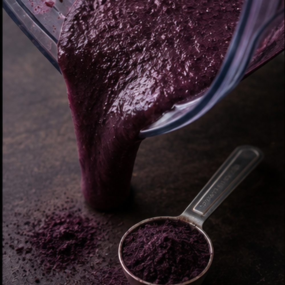 Freeze dried blackcurrant powder smoothie preparation