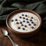 Yogurt topped with freeze-dried blueberries