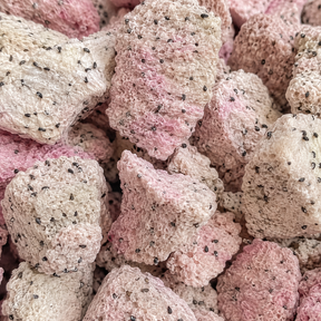 Freeze Dried Dragon Fruit Chunks — extreme close-up