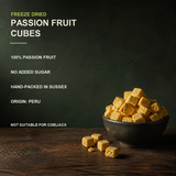 Freeze-dried passion fruit cubes product facts and allergen warning