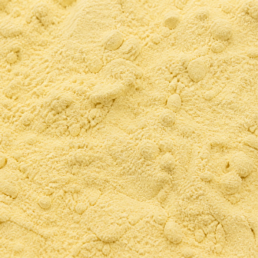 Extreme close-up of freeze-dried pineapple powder