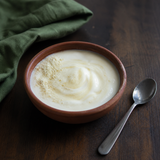 Yogurt with freeze-dried pineapple powder