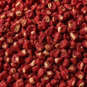 Extreme close-up of freeze dried pomegranate seeds