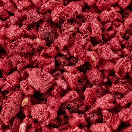 Freeze Dried Raspberry Nibs — extreme close-up
