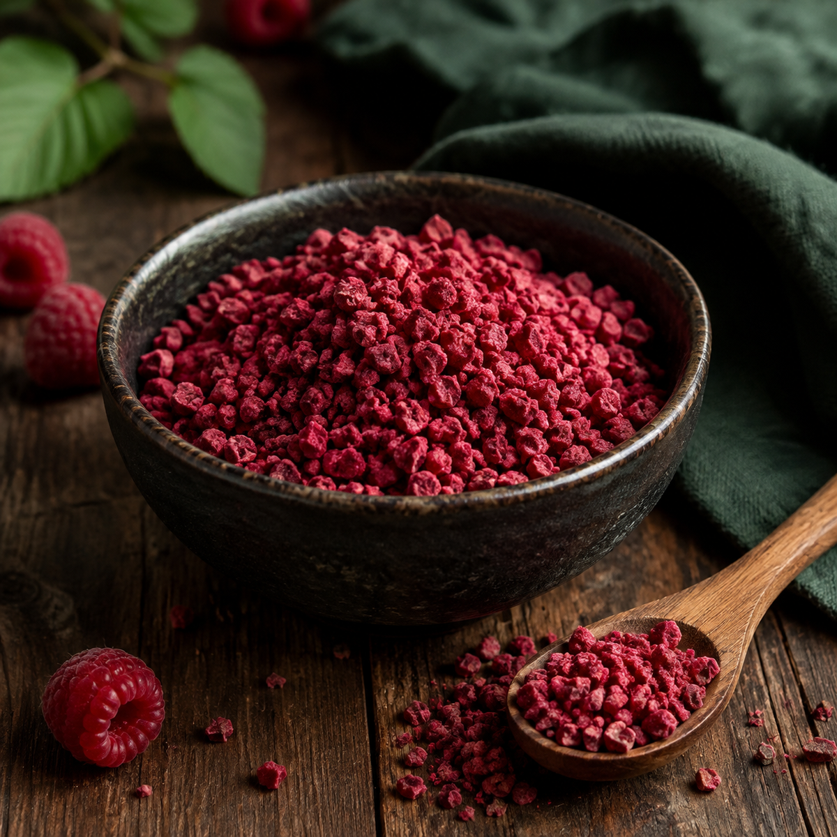 Freeze Dried Raspberry Nibs — natural serving