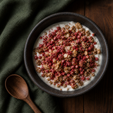 Freeze Dried Red Berry Nibs served with yoghurt